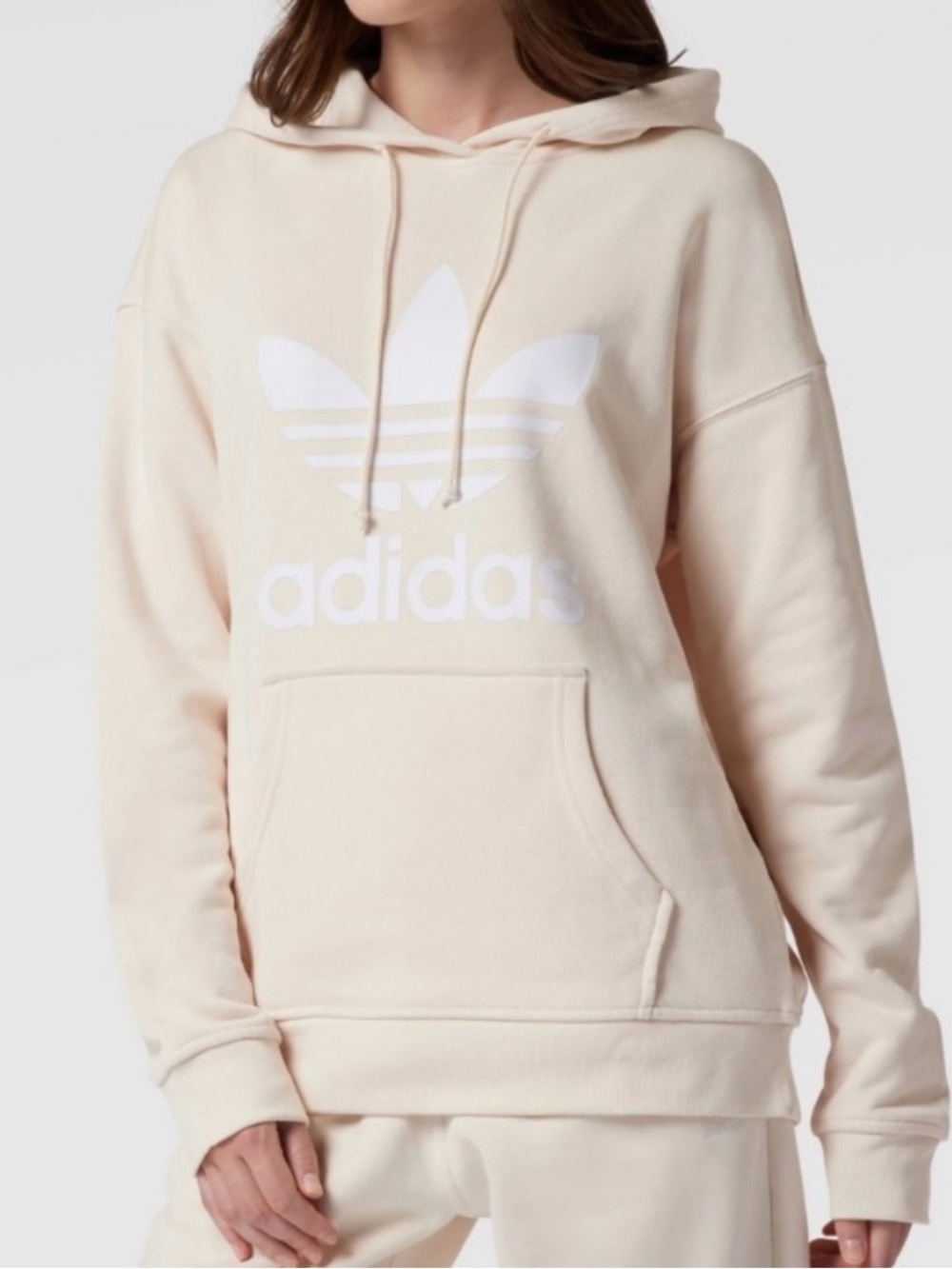 Adidas Women's Trefoil Hoodie in Light Cream